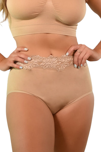Seamless (X) Lace Trim Brief 4241 - Beige