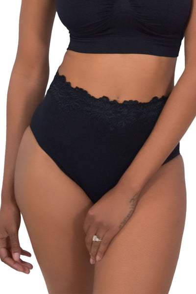 Seamless (X) Lace Trim Brief 4241 - Black