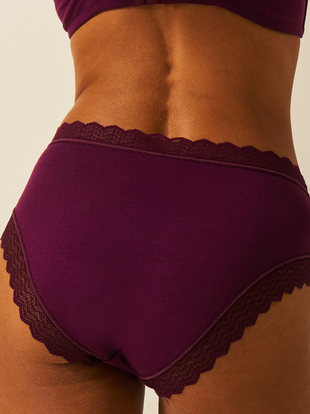ZigZag Lace High Rise Brief - Black Cherry