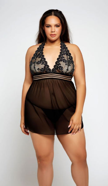 Chloe (X) Halter Babydoll 8127 - Black