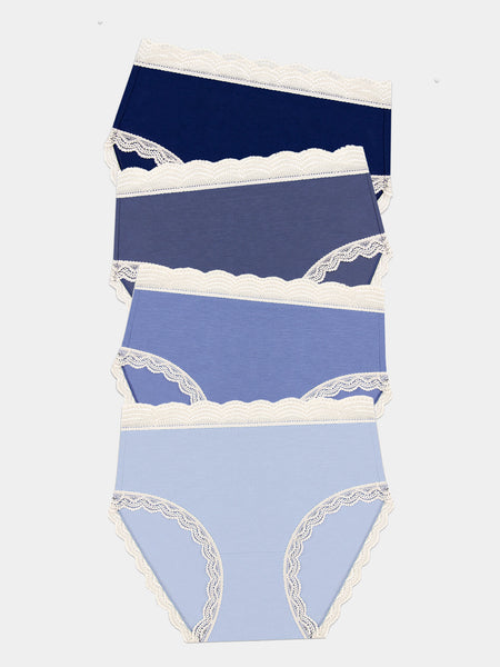 High Rise Brief Four Pack - Denim Blues