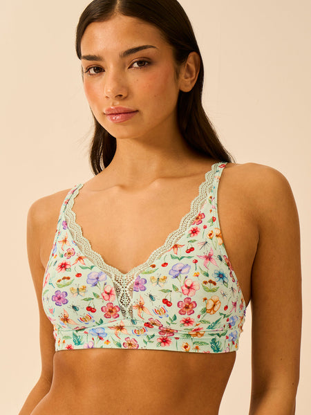 Lace Plunge Bra - Ethereal Wildflowers