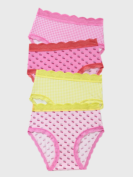 High Rise Brief Four Pack - Cherry Baby