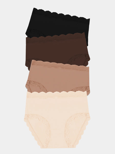 High Rise Brief Four Pack - Latte Essentials