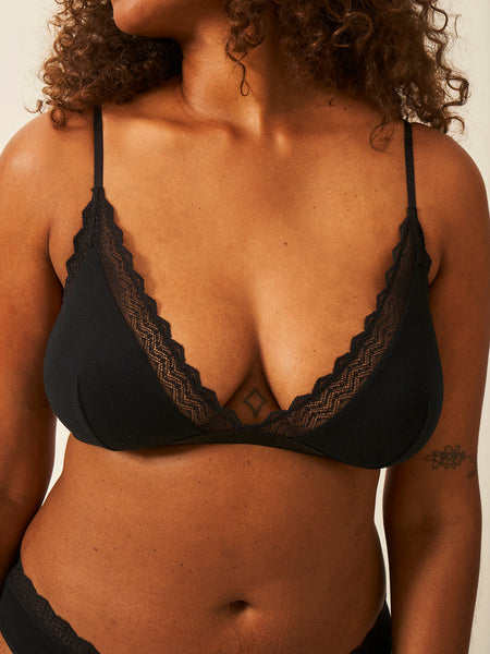 ZigZag Lace Triangle Bra - Black