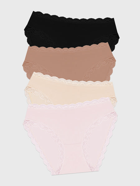 Mid Rise High Leg Brief Four Pack - Sand Essentials