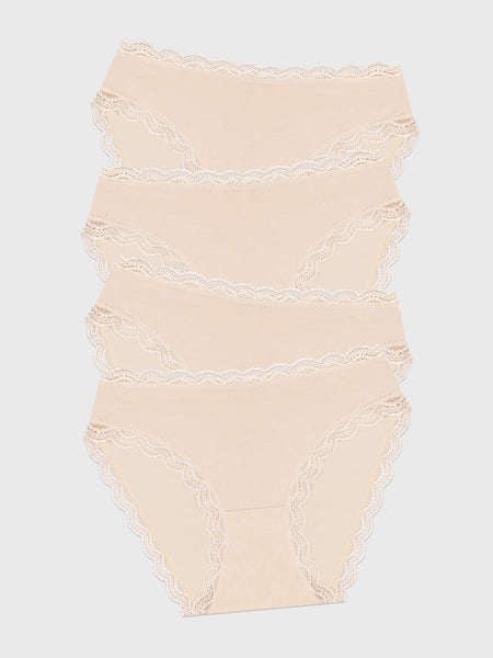 Mid Rise High Leg Brief Four Pack - Sand
