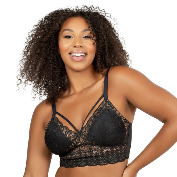 Mia Lace Longline Bralette 5951 - Black