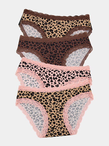 The Original Brief Four Pack - Peach Latte Leopard