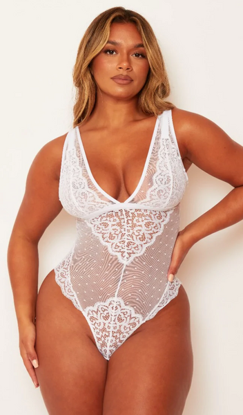 Eva (X) Plunge Teddy - White