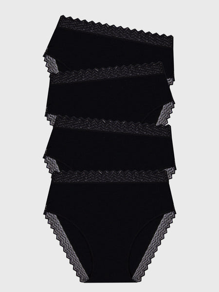 ZigZag Lace High Rise Brief Four Pack - Black