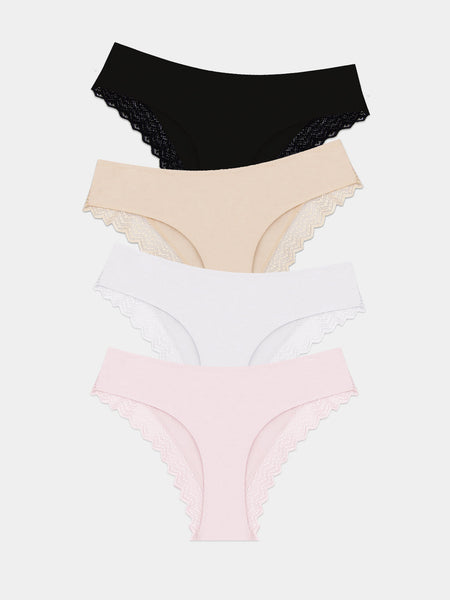 ZigZag Lace Brazilian Brief Four Pack - Sand Essentials