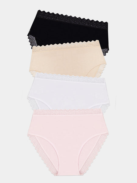 ZigZag Lace High Rise Brief Four Pack - Sand Essentials