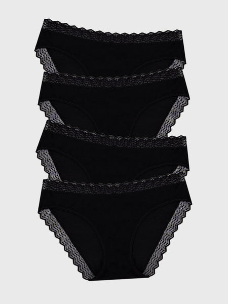 ZigZag Lace Original Brief Four Pack - Black